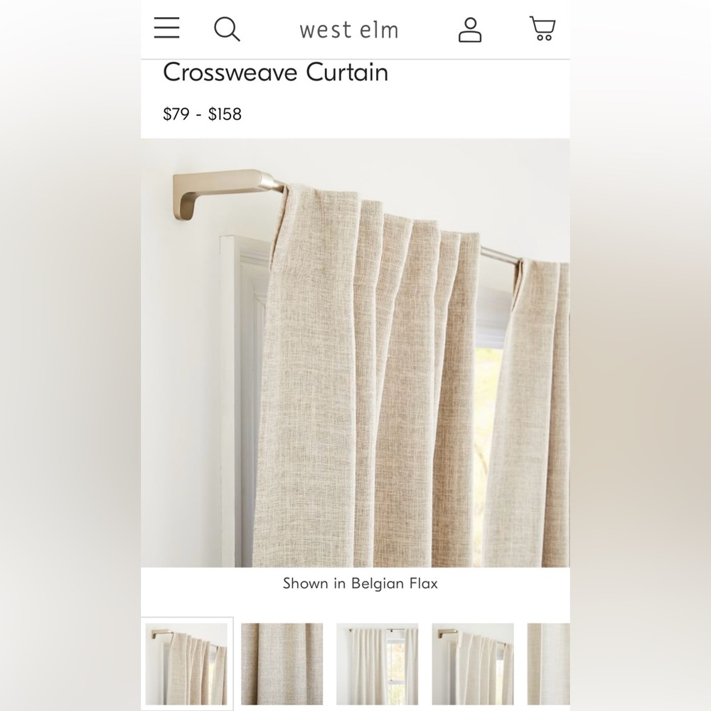 West Elm crossweave Belgian flax curtains